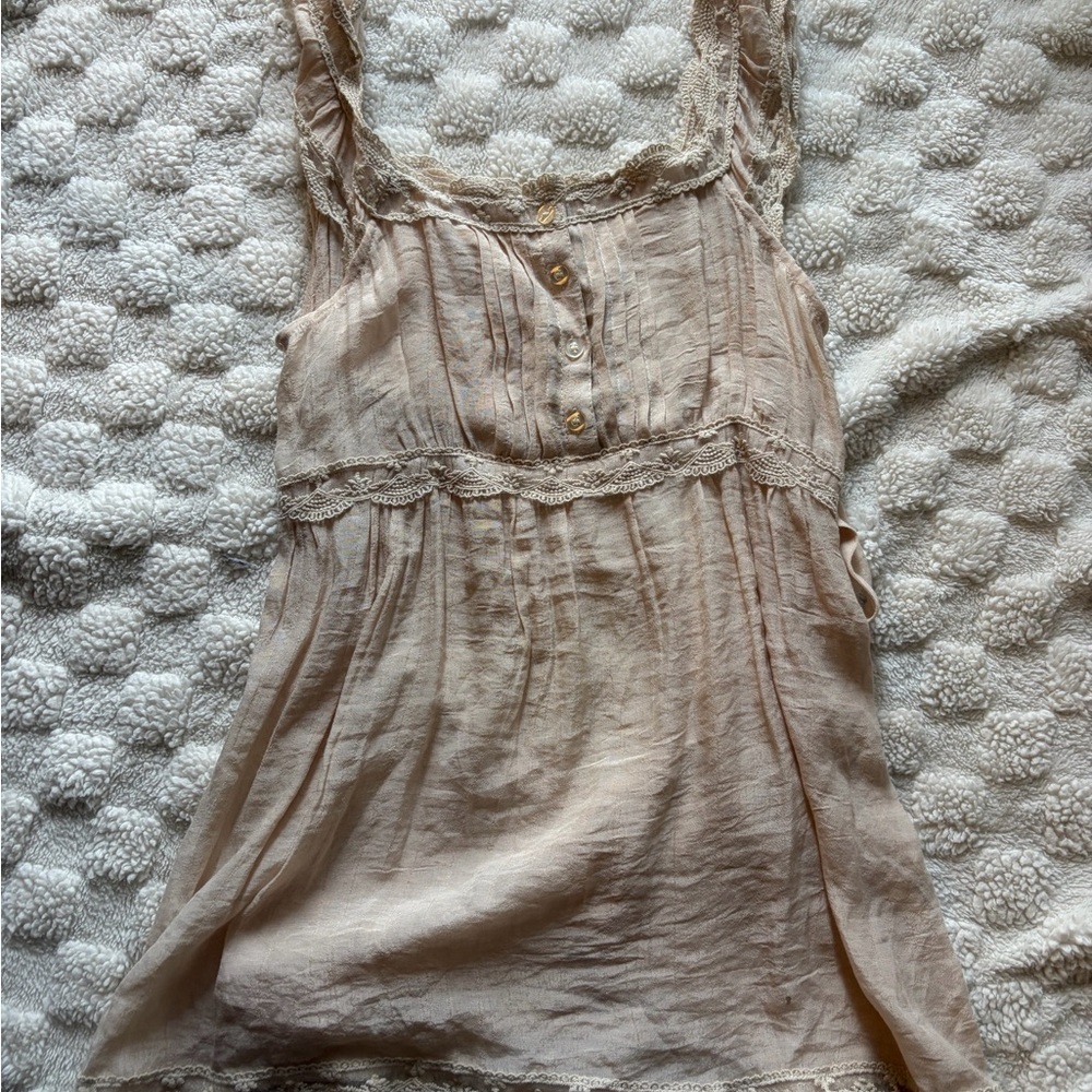 Mine Lace Trimmed Cream Camisole